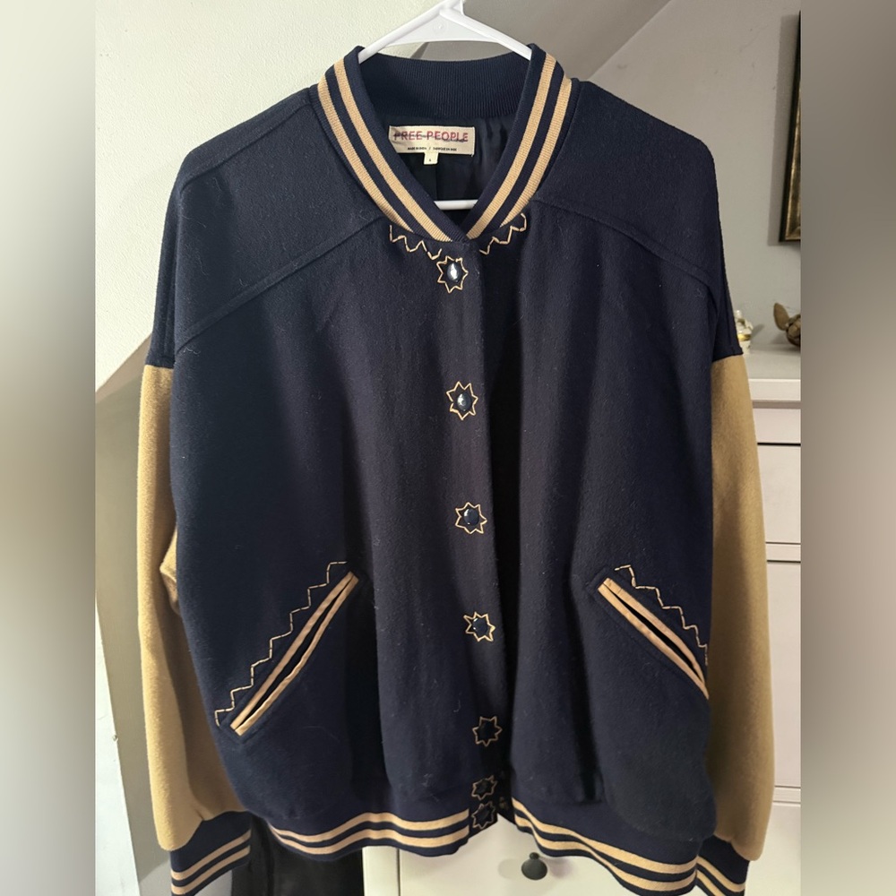 Free People Mean Girls wool varsity jacket